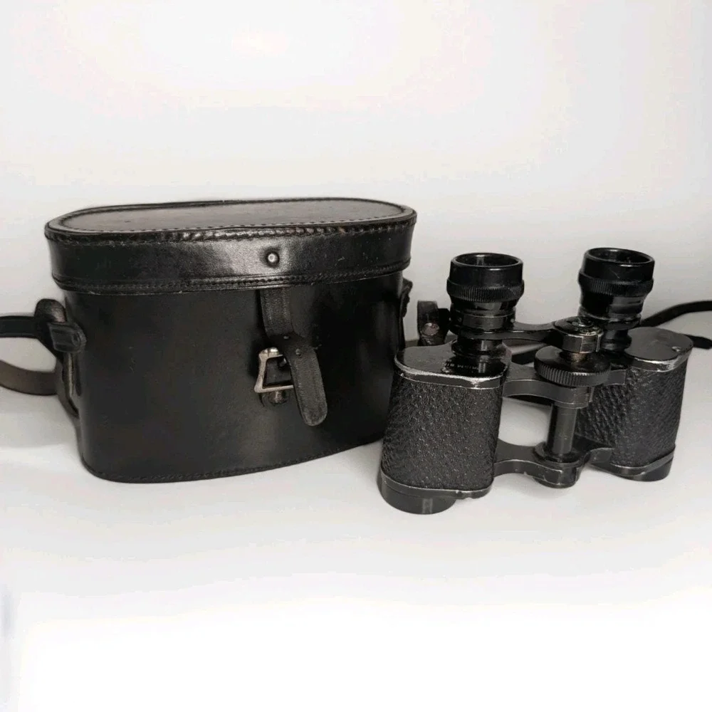 Antique WWI Era Maxim Paris 8x Prism Binoculars France Original Leather Case